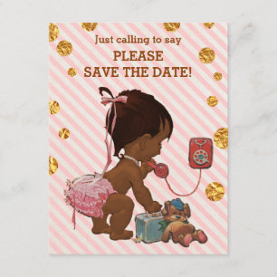 Save The Date La fille ethnique sur des points de rayures de