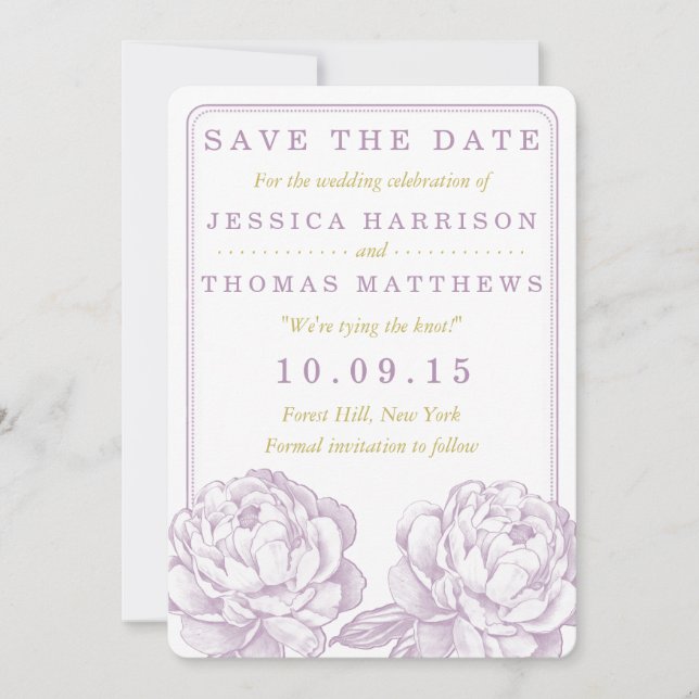 Save The Date La jolie collection de Mariages floraux Peony (Devant)