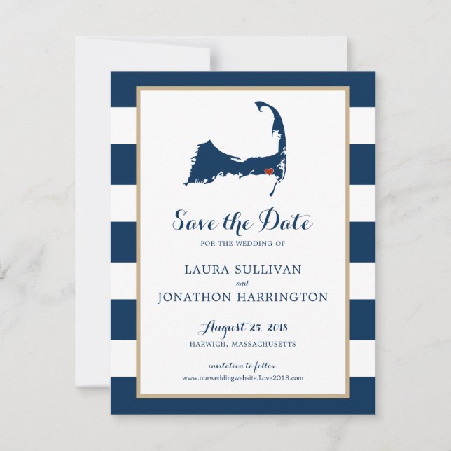 Save The Date La Marine Stripes Harwich Wequassett Cape Cod | MA (Devant)