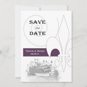 Save The Date La Nouvelle-Orléans Riverboat Fleur de Lis Save la