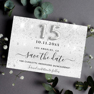 Save The Date La parties scintillant argentée Quinceanera scinti