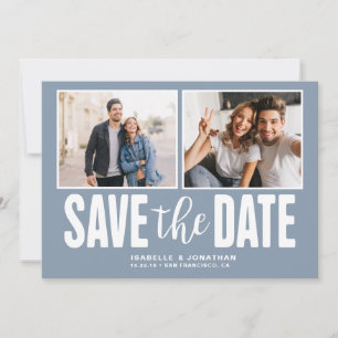 Save The Date La photo moderne Dusty Blue 2 sauvez la date