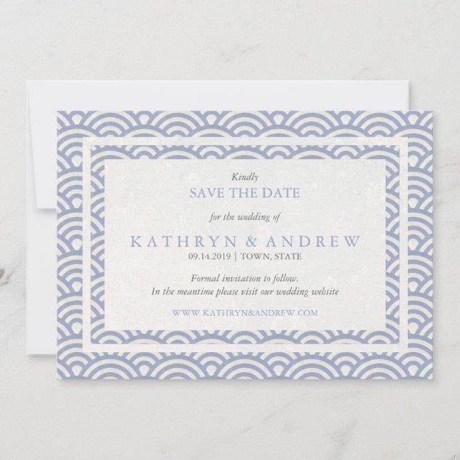 Save The Date La Seigaiha Japonaise Sauver La Date Sans Photo (Devant)