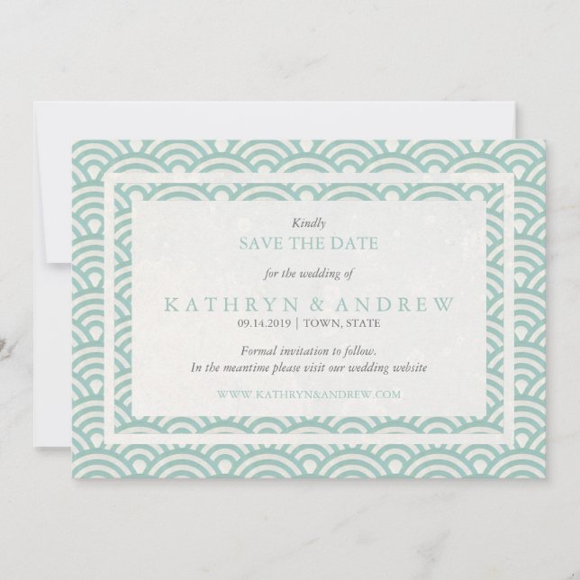 Save The Date La Seigaiha Japonaise Sauver La Date Sans Photo (Devant)