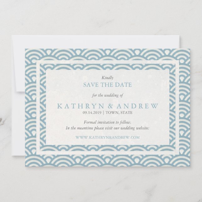 Save The Date La Seigaiha Japonaise Sauver La Date Sans Photo (Devant)