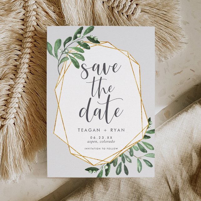 Save The Date La verdure naturelle | Aquarelle verte Botanique (Créateur téléchargé)