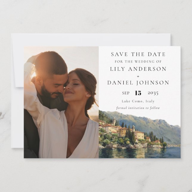 Save The Date Lac de Côme Italie Photo Destination Mariage (Devant)