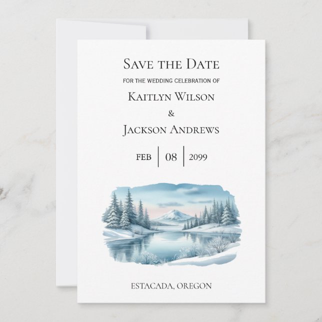 Save The Date Lac d'hiver de Snowy Mountain, retenez la date (Devant)