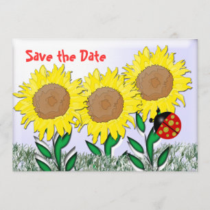 Save The Date Ladybug et Tournesols