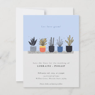 Save The Date Laisser Love Grow Botanical en pots plantes
