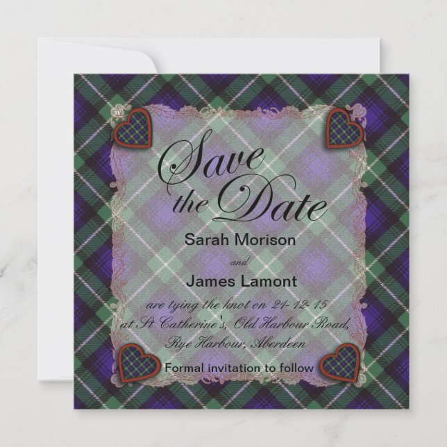 Save The Date Lamont Scottish clan tartan - Plaid (Devant)