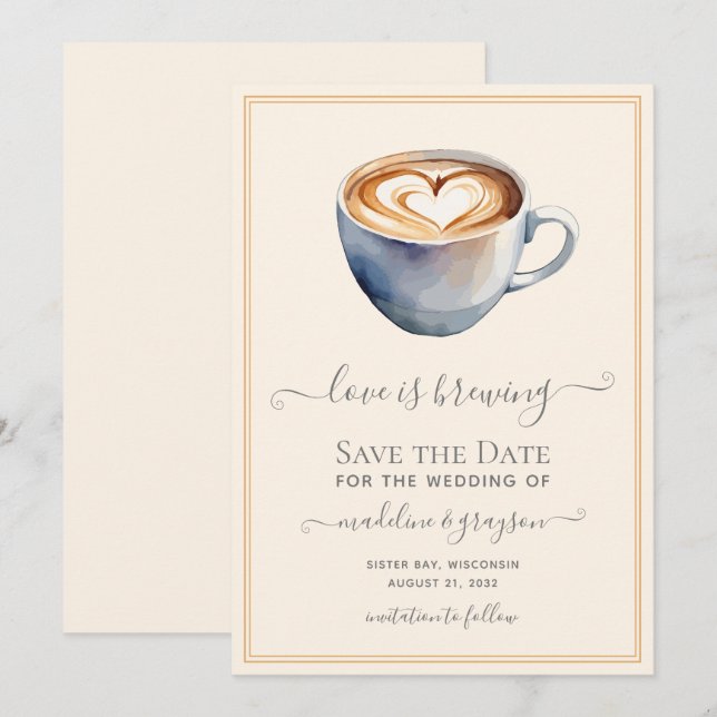 Save The Date L'amour brasse du café (Devant / Derrière)