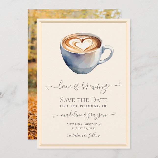 Save The Date L'amour brasse du café Photo (Devant / Derrière)