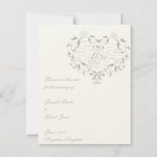 Save The Date L'amour dans n'importe quelle langue en argent Enr
