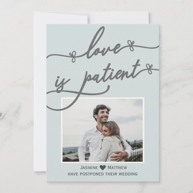Save The Date L'amour est la calligraphie du patient Mariage ble (Devant)