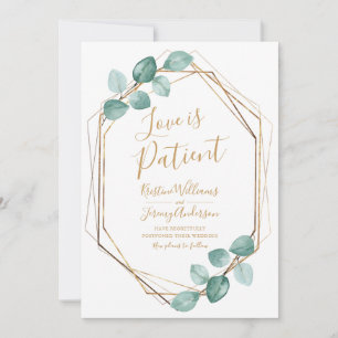 Save The Date L'amour est patient Eucalyptus Gold Script Photo