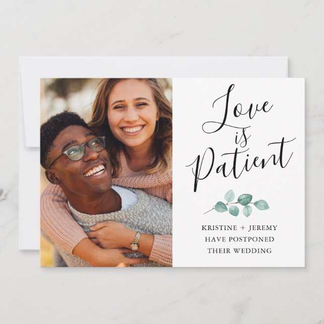Save The Date L'amour est patient Photo noir Script reporté (Devant)