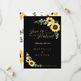 Save The Date L'amour est Patient Yellow Watercolor Sunflower Wr
