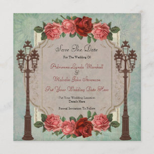 Save The Date Lampes de rue et Roses italiens vintages Enregistr