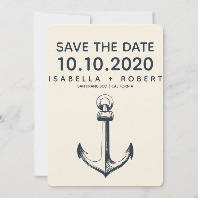 Save The Date L'Ancre bleue | Mariage Enregistrer la date (Devant)