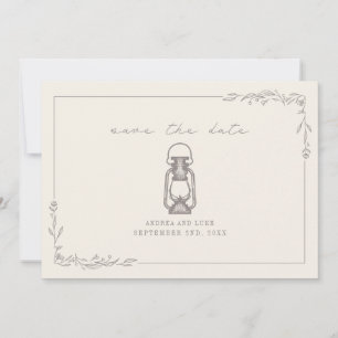 Save The Date Lanterne Rustique Vintage Améthyste Mariage