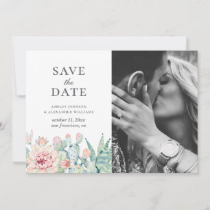 Save The Date L'aquarelle succion les fleurs. Photo cactus flora