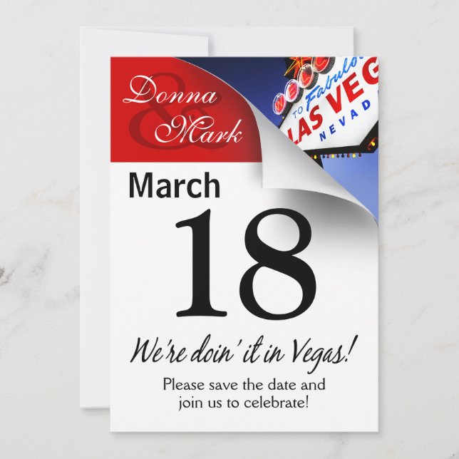Save The Date Las Vegas Enregistrer la page Calendrier des dates (Devant)