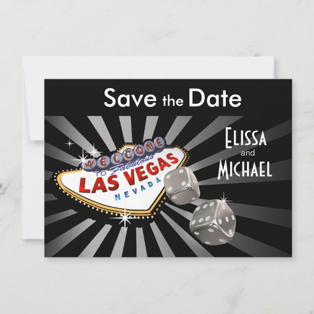 Save The Date Las Vegas Starburst Enregistrer la date argent noi (Devant)