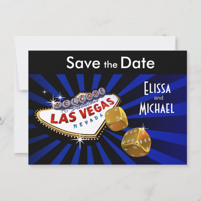 Save The Date Las Vegas Starburst Enregistrer la date bleu royal (Devant)