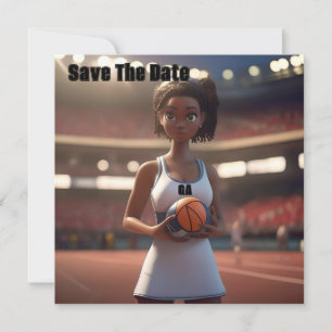 Save The Date L'ascension de la fillette de Netball à peau Brown