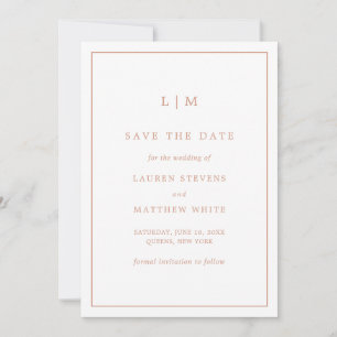 Save The Date Lauren Rose Gold Monogramme Mariage élégant