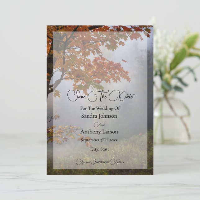 Save The Date L'Automne Laisse Mariage Rustique Enregistrer La D (Debout devant)