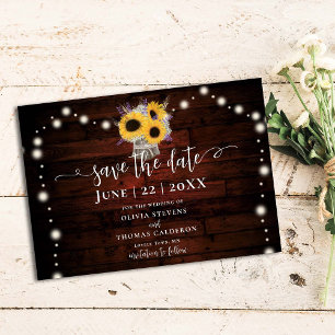 Save The Date Lavande de tournesol rustique Blé Mariage de grang
