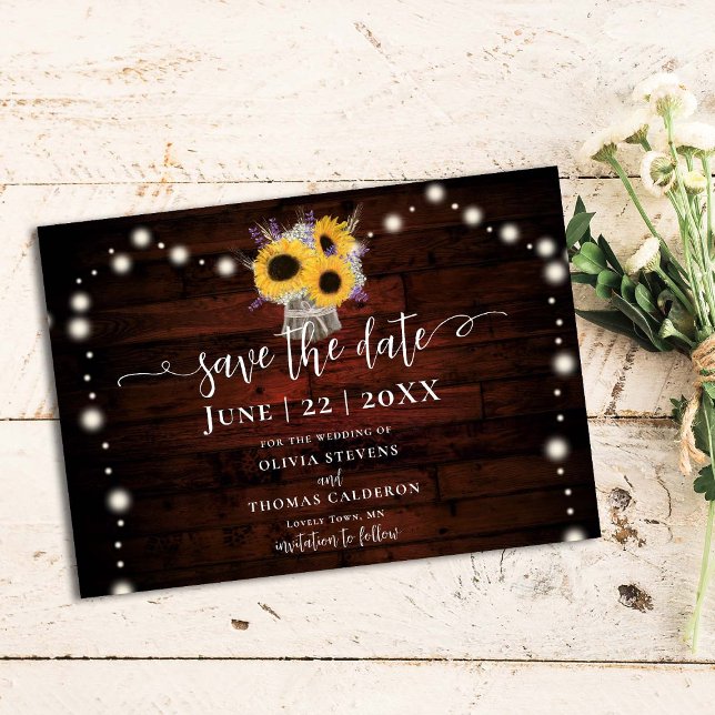 Save The Date Lavande de tournesol rustique Blé Mariage de grang (Créateur téléchargé)