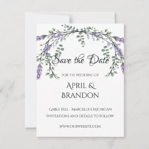 Save The Date Lavande et Mariage d'eucalyptus