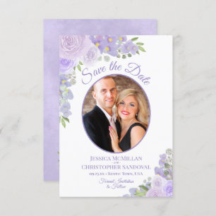 Save The Date Lavande Purple Aquarelle Floral & Mariage Photo