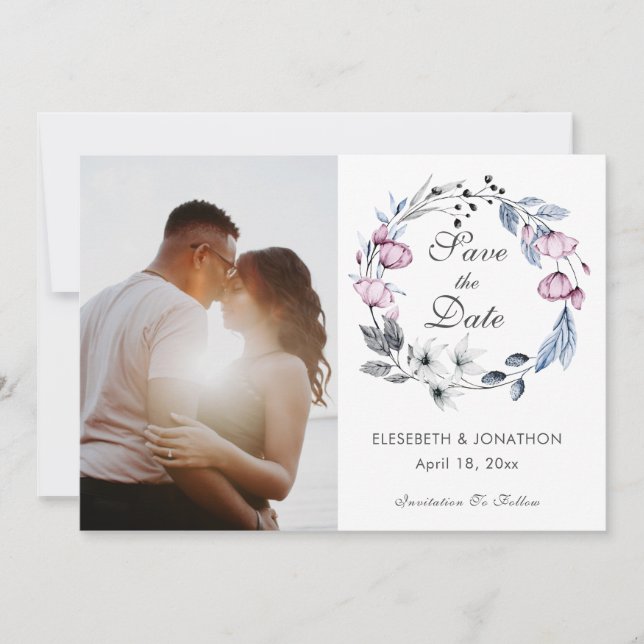 Save The Date Lavande romantique Bleu Floral Fleur (Devant)