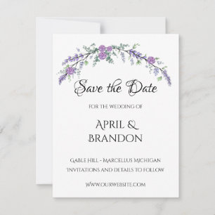 Save The Date Lavande violet Rose et Eucalyptus