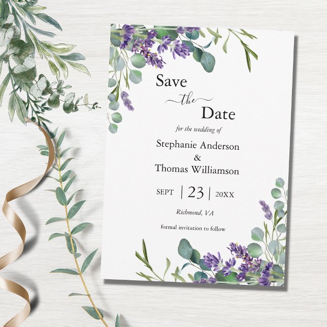 Save The Date Lavender Eucalyptus QR code Mariage vert (Créateur téléchargé)