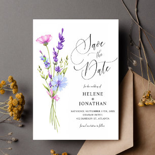 Save The Date Lavender Fleur sauvage Garden Boho Elégant Mariage