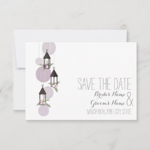 Save The Date Lavender Floral Lanterns Mariage Enregistrer La Da