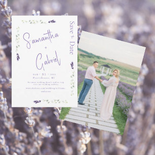Save The Date Lavender Floral Photo Enregistrer la date