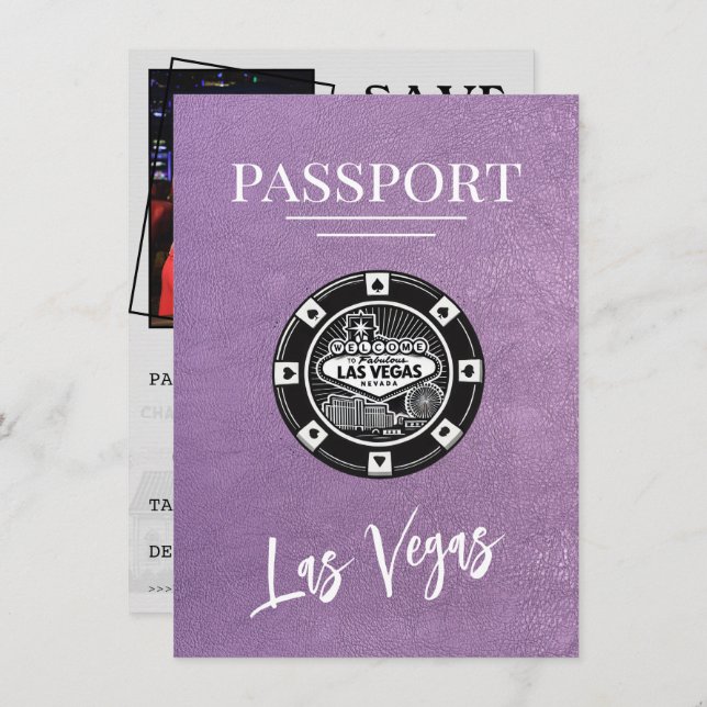 Save The Date Lavender Las Vegas Passeport Enregistrer La Date (Devant / Derrière)