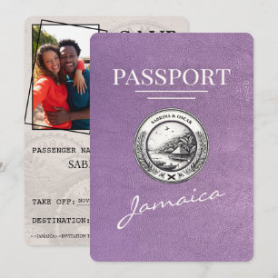 Save The Date Lavender Purple Jamaïque Passeport Enregistrer La 