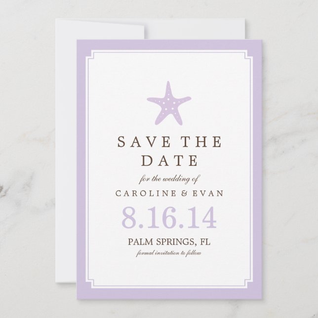 Save The Date Lavender Starfish Wedding Enregistrer la date (Devant)