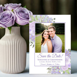 Save The Date Lavender Watercolor Boho Chic Floral Mariage photo