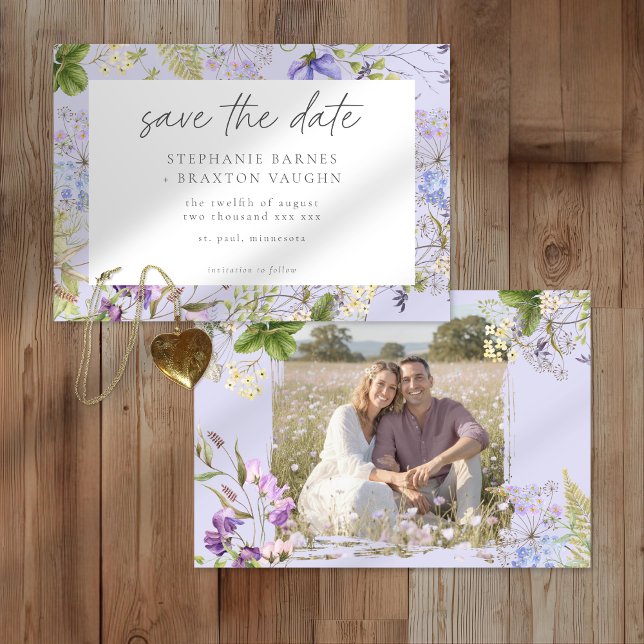 Save The Date Lavender Wildflower Garden Romantic Wedding Photo (Créateur téléchargé)
