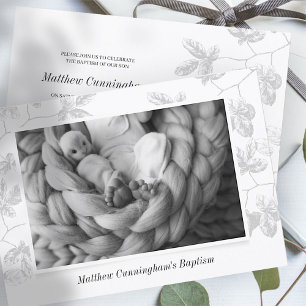 Save The Date Le Baptême Pour Lui   Liquide simple photo gris