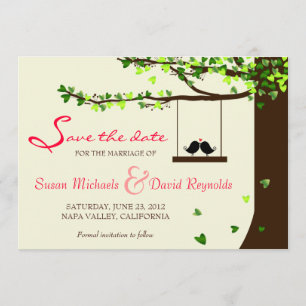 Save The Date Le chêne en baisse de coeurs d'inséparables font