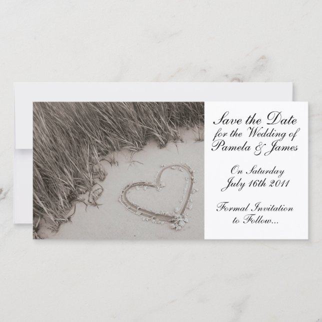 Save The Date Le coeur dans le sable Sauvez la date (Devant)